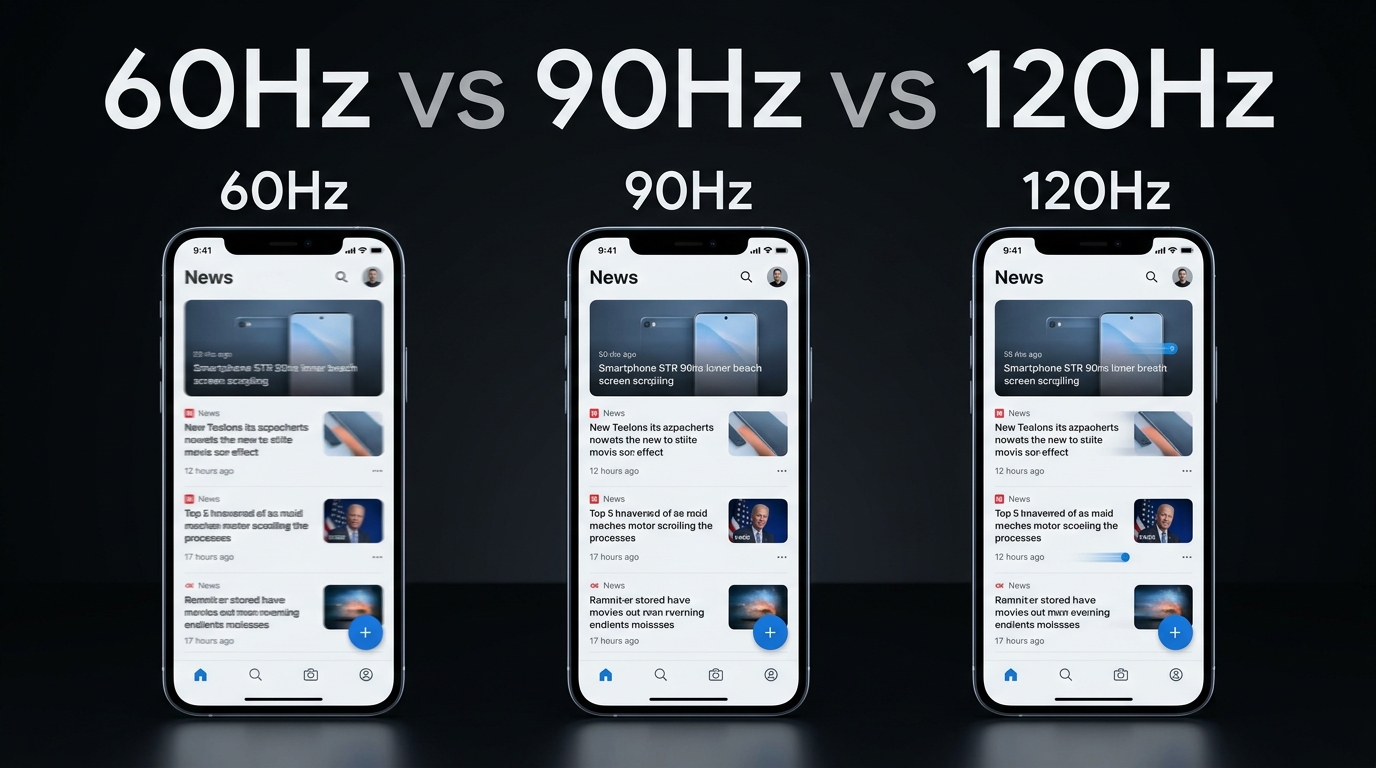 60Hz, 90Hz ou 120Hz — o que muda de verdade na tela do seu celular?
