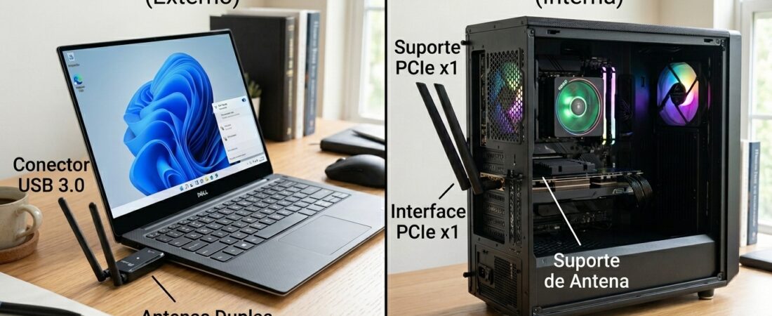 Adaptador Wi-Fi USB ou placa de rede interna: o gargalo invisível que pode estar travando seu Wi-Fi