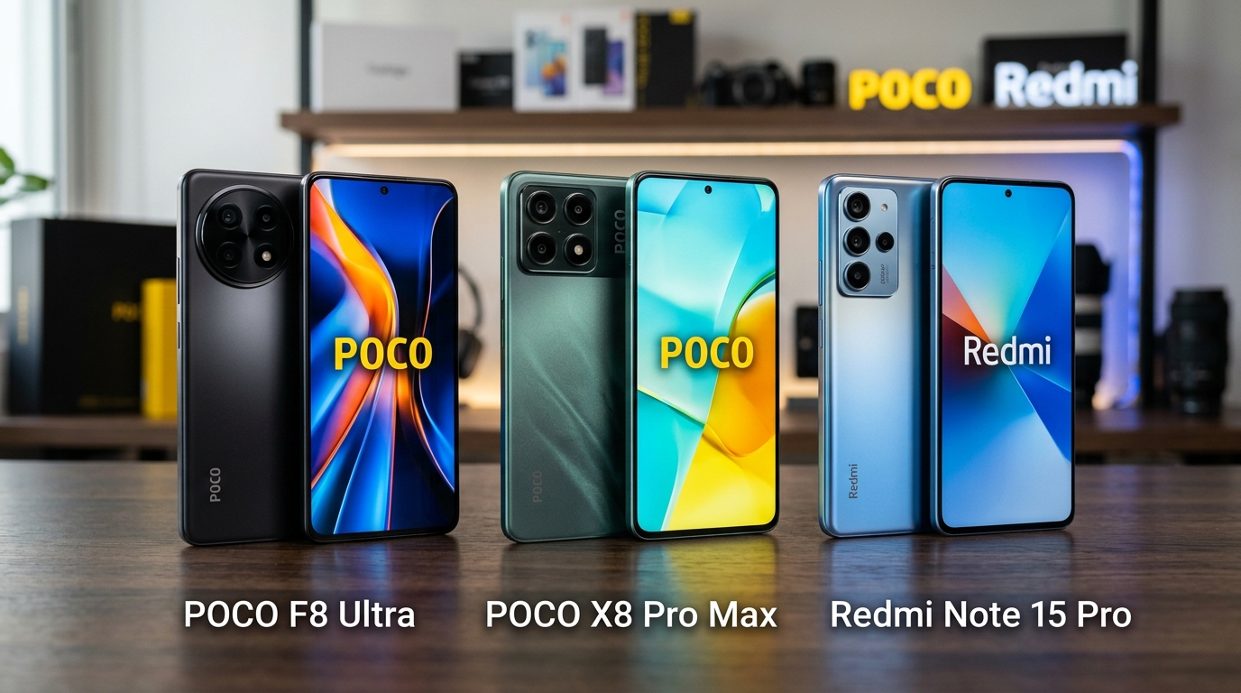 POCO F8 Ultra vs POCO X8 Pro Max vs Redmi Note 15 Pro 5G: o trio que decide cada centavo do seu próximo celular