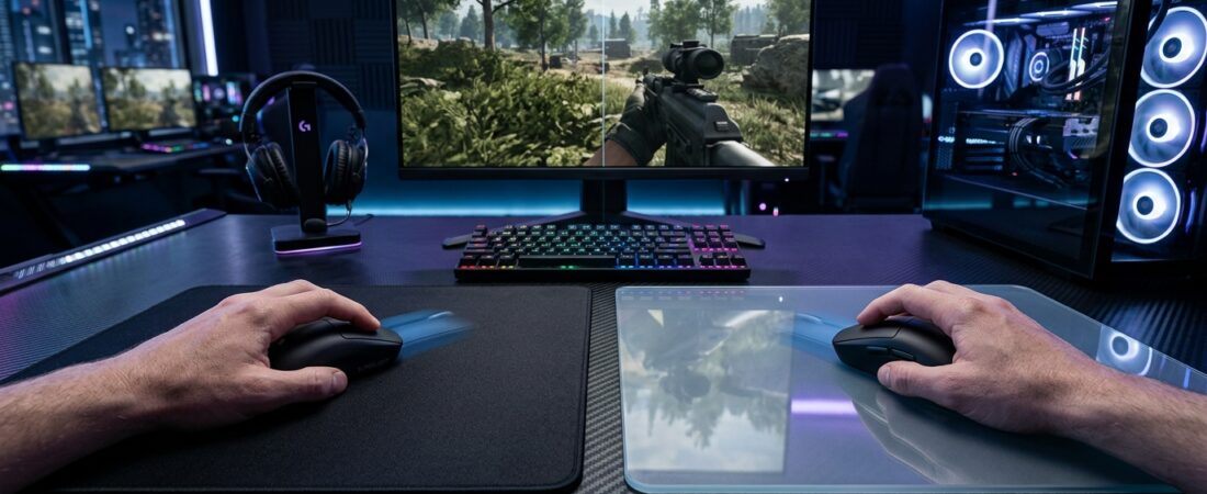 Mouse pad de pano vs de vidro: existe diferença real na mira — ou é papo de quem quer gastar mais?