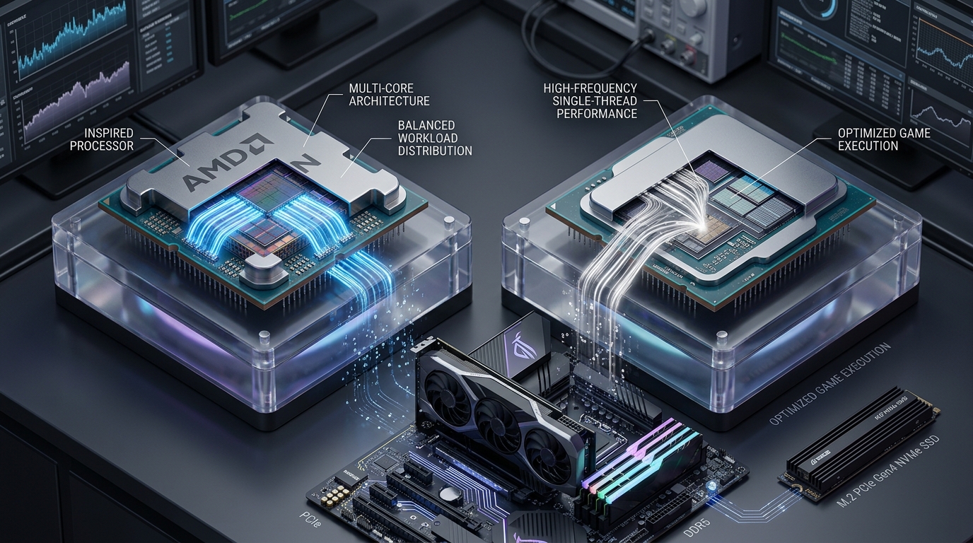 Por que processadores AMD batem Intel em multitarefa mas perdem em alguns jogos