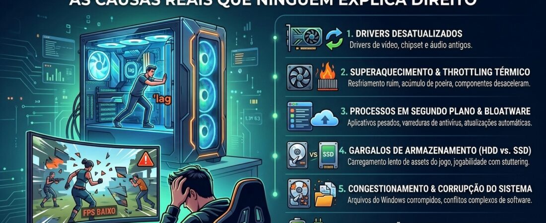 PC potente mas jogo travando: as causas reais que ninguém explica direito